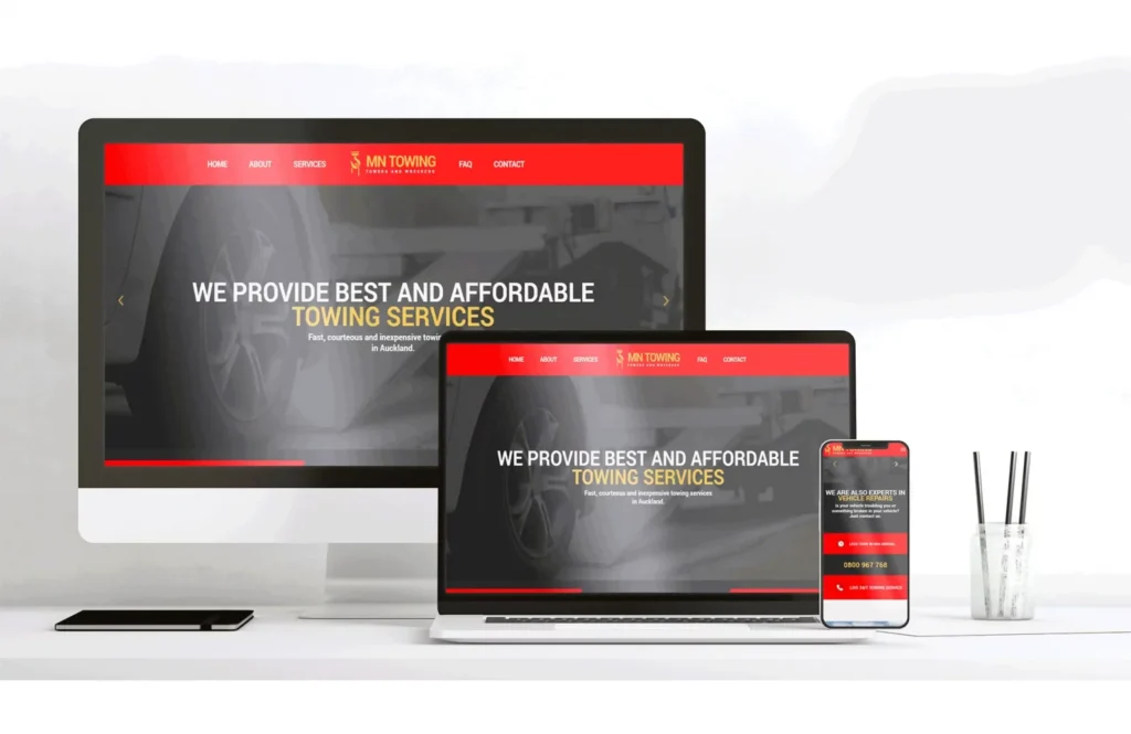 Corporate website design on desktop and laptop